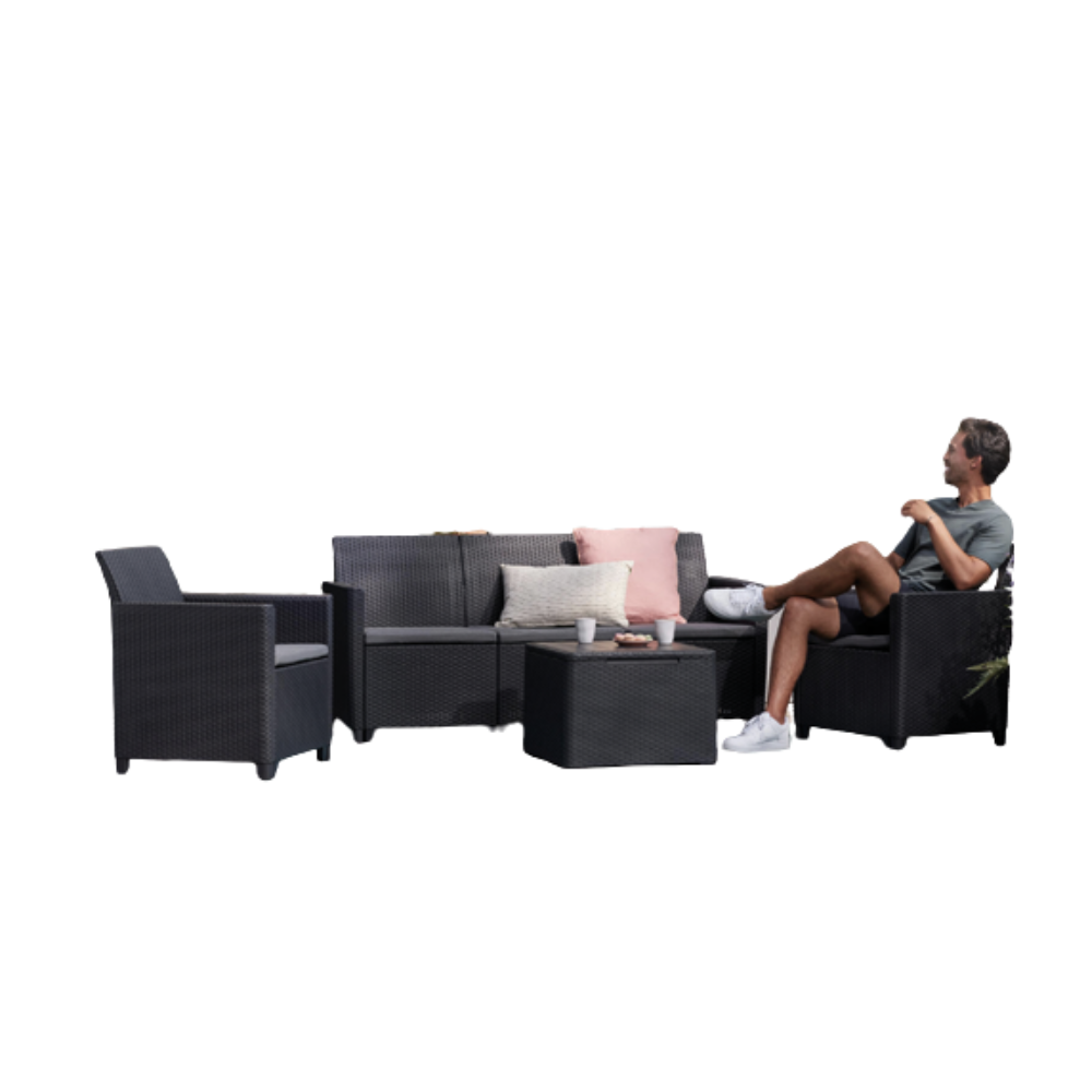 Set Salotto da Esterno in Resina 4 Posti – Moderno, Resistente e Facile da Pulire