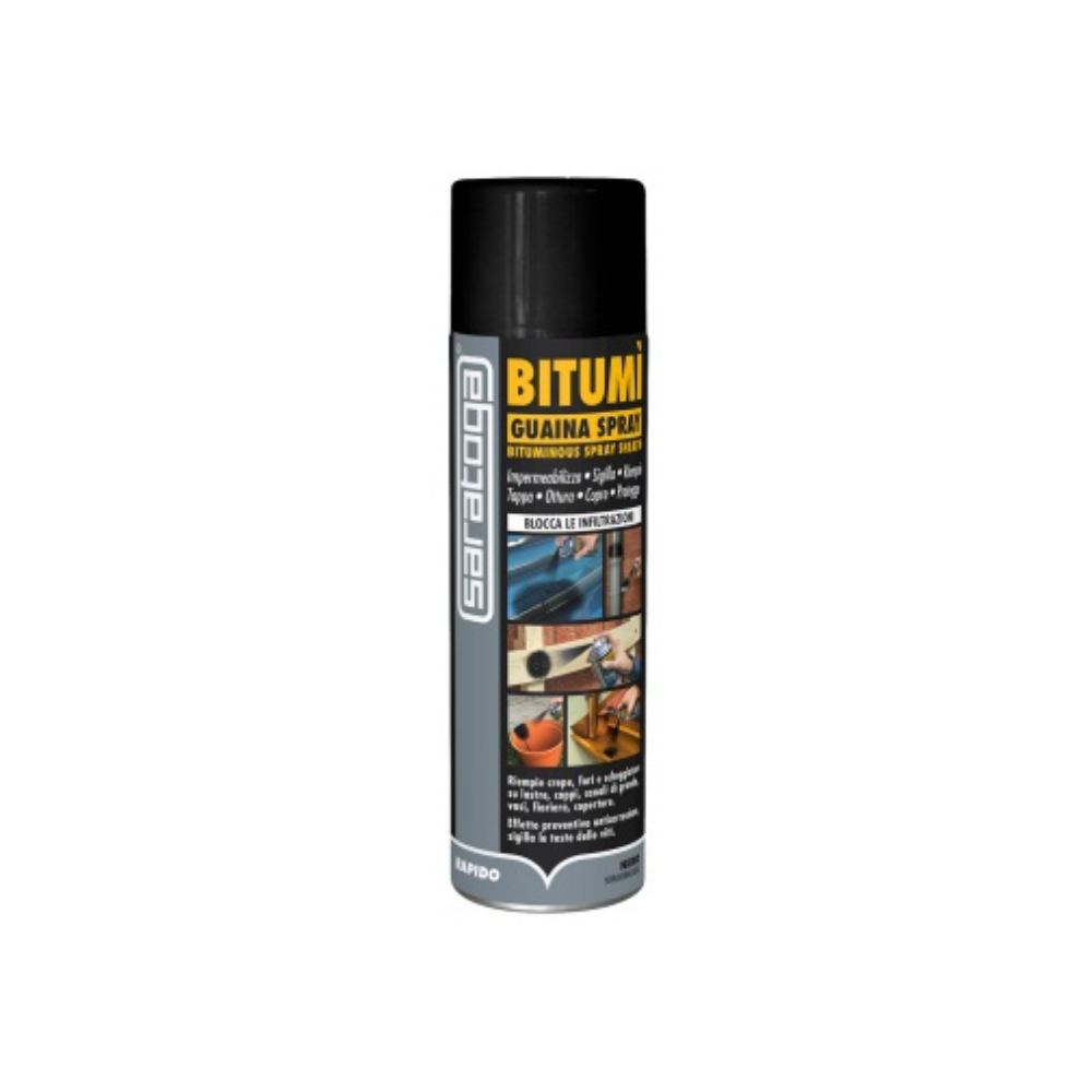 Saratoga BITUMÌ Spray Impermeabilizzante Elastomerico – Sigilla, Protegge e Ripara Tutte le Superfici