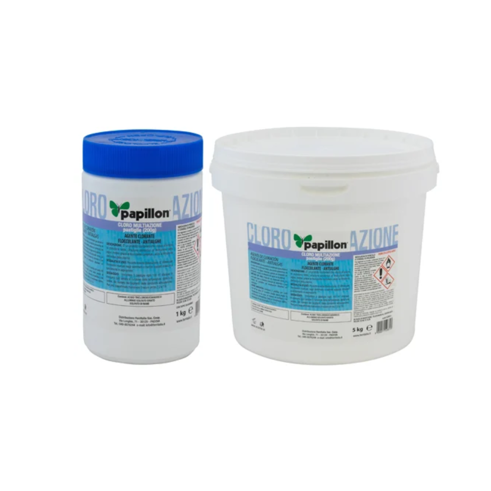 Cloro in Pastiglie Multiazione Papillon – Disinfezione Completa per Piscine