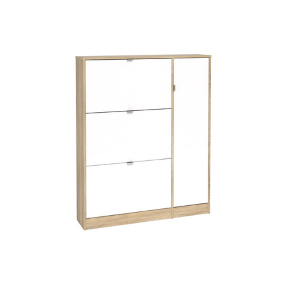 Scarpiera 3 ribalte + 1 anta 102 cm – Rovere/Bianco modulare