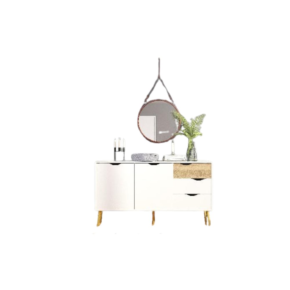Mobile Oslo 2 ante + 3 cassetti 39x81x147 cm – Bianco Laccato/Rovere