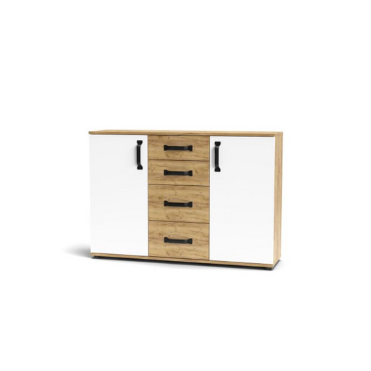 Mobile Mosso O3 2 ante + 4 cassetti 120x32x83 cm – Rovere Gold/Bianco