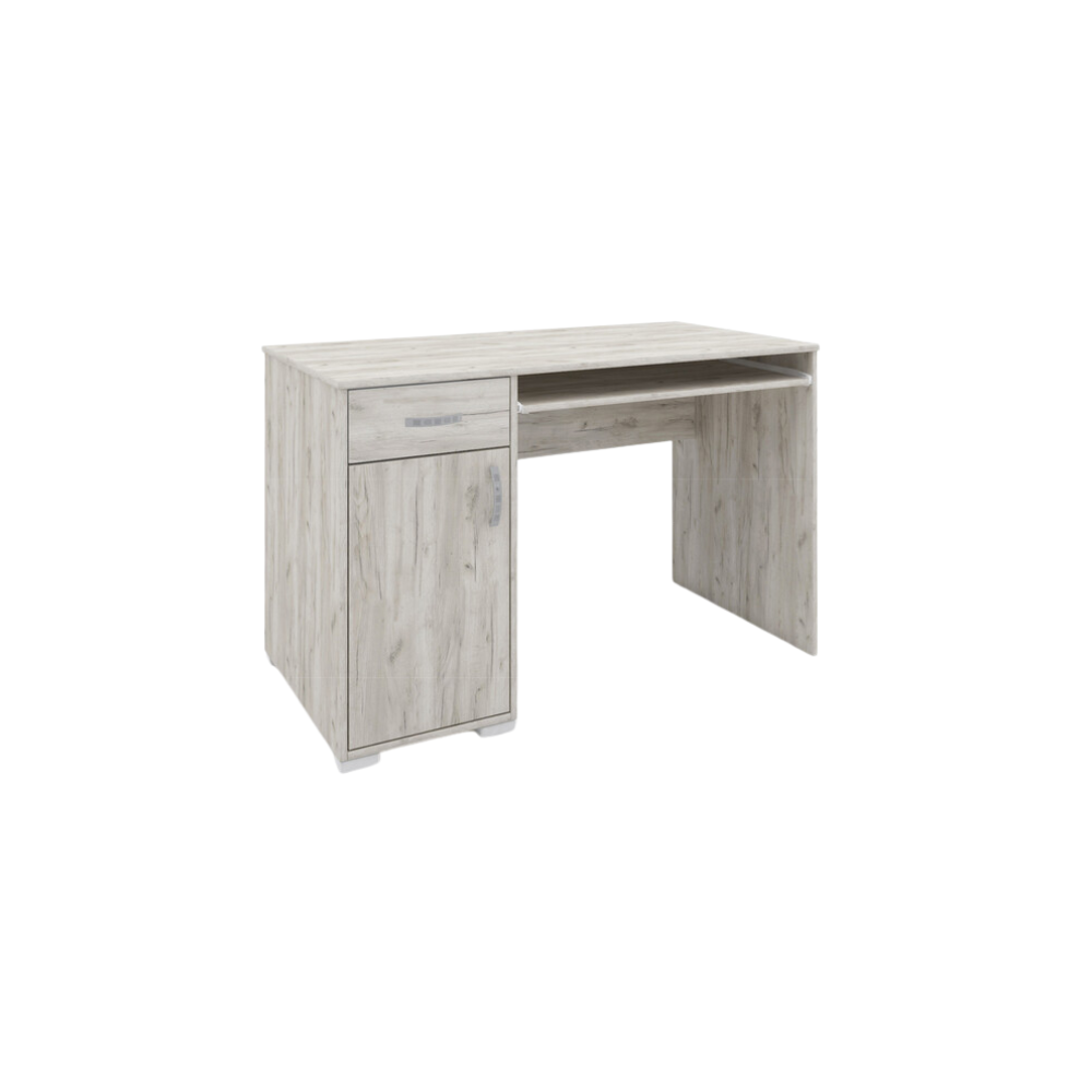 Scrivania Young 1 anta + 1 cassetto 120x60x75 cm – Cemento/Bianco