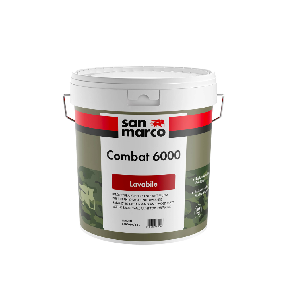Pittura Lavabile Antimuffa – San Marco Combat 6000 – Interni Bianco