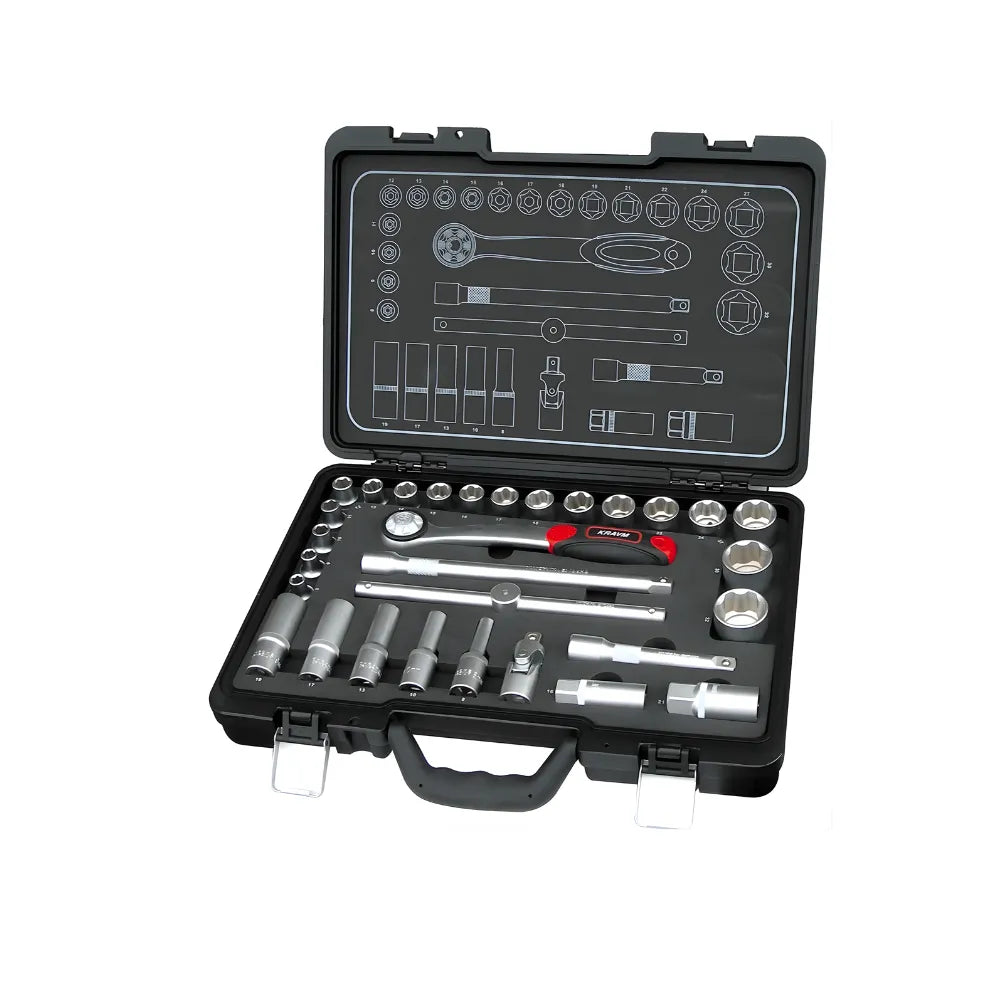 Set 30 Bussole Kravm con Cricchetto 1/2" in Valigetta