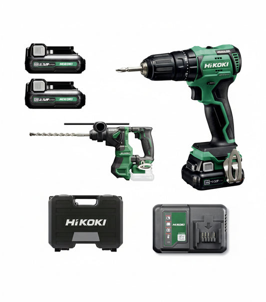 Trapano a Percussione + Tassellatore Brushless Hikoki KC12DH Kit 12V con 2 Batterie 4Ah